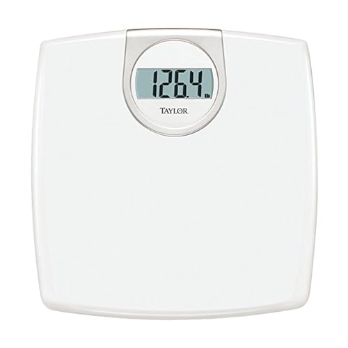 Taylor تايلور ديجيتال مقياس حمام بشاشة LCD بحجم 1.2 بوصة، سعة 330 رطل، أبيض - Image 1
