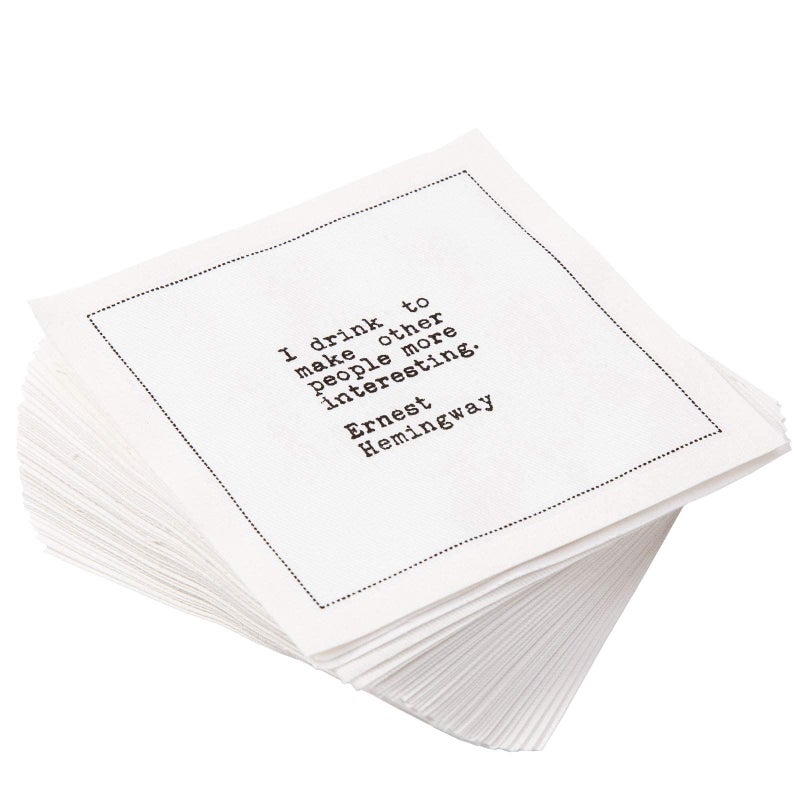Five Star Napkins Bar Quotes, White Cotton Cocktail Napkins, Beverage Napkins, Bar Napkins, Cloth Napkins, Party Napkins, Events, Holidays, Weddings, Birthdays, Disposable, 4.5" x 4.5"- (50x) - Image 1