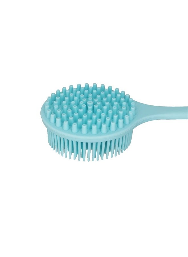 DNC Soft Silicone Back Scrubber Shower Bath Body Brush with Long Handle, BPA-Free, Hypoallergenic, Eco-Friendly (Blue) - Image 1