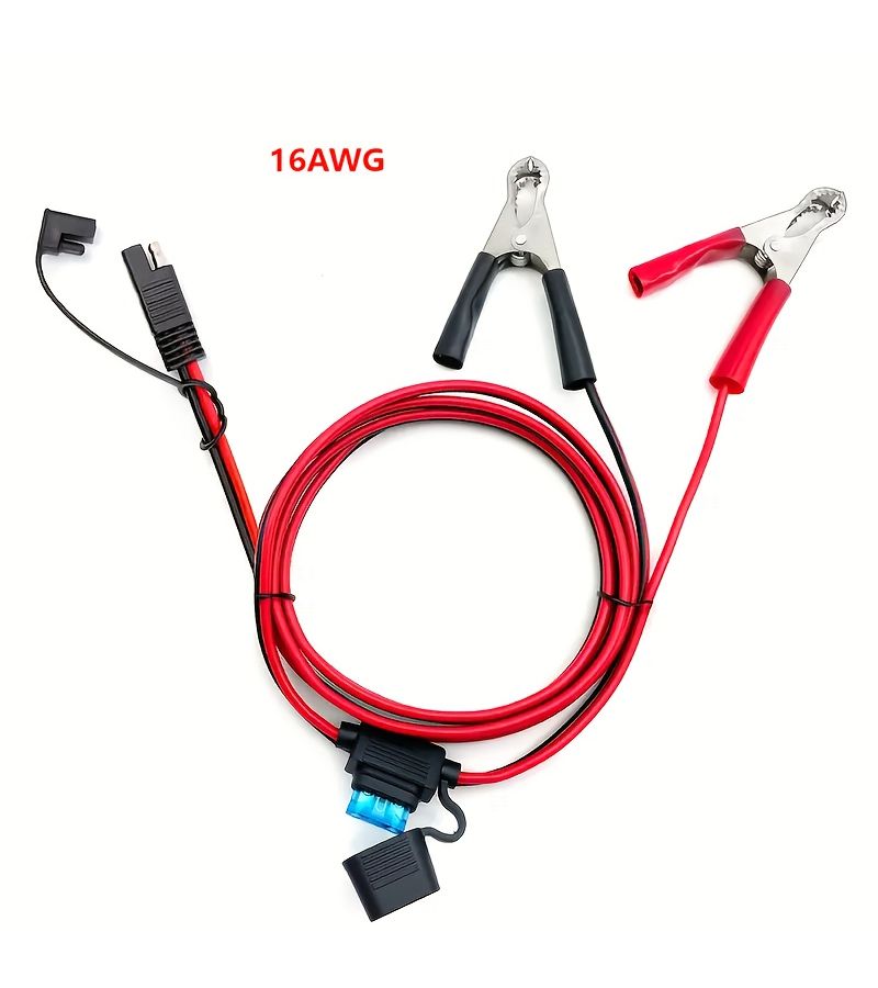 16 AWG Heavy Duty Alligator Clip to SAE Quick Connect Adapter 3FT 15A Fuse - Image 5