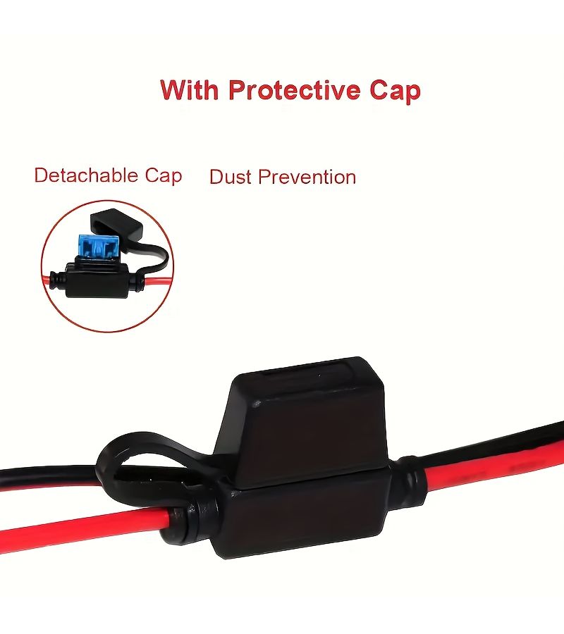 16 AWG Heavy Duty Alligator Clip to SAE Quick Connect Adapter 3FT 15A Fuse - Image 2