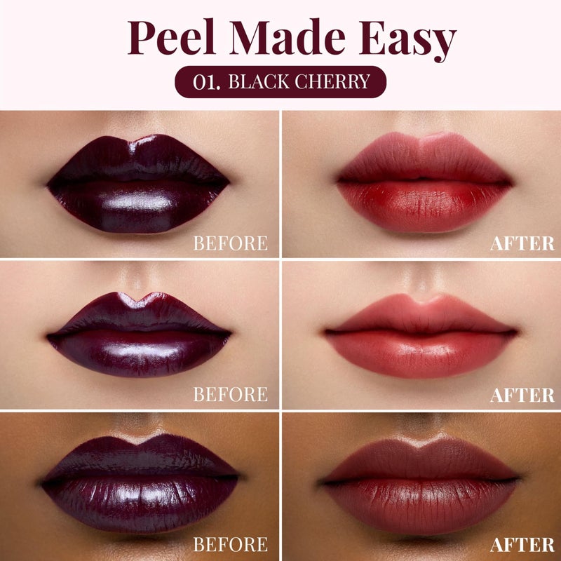 Peripera Ink Peel Off Lip Stain - Long Lasting, Transfer-Proof, Waterproof Korean Lip Tint with Color-Changing Peel-Off Formula (01 BLACK CHERRY) - Image 2