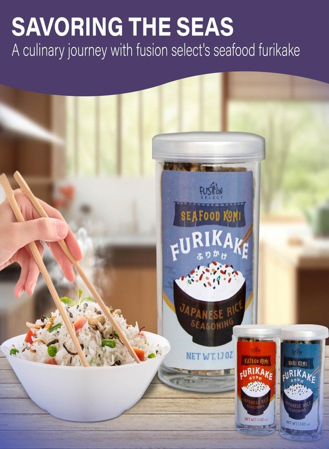 Fusion Select Furikake Rice Seasoning - Salmon Furikake Seasoning Mix with Shrimp, Bonito Flakes - Japanese Spices Topper for Noodles, Onigiri, Salad, Popcorn, Tofu, Stir Fried Vegetables - 50g - Image 3