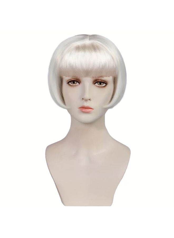 Women Short Straight Bob Wig With Bangs For Cosplay Party Halloween Thanksgiving Day Christmas Valentine Day Music Festival Shoulder Length Dress Up Wig Black 8 Inch - Image 5