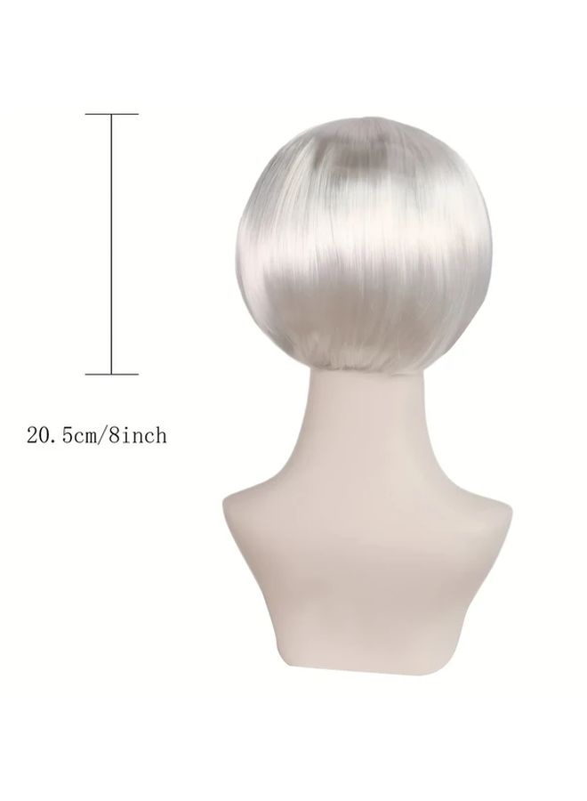 Women Short Straight Bob Wig With Bangs For Cosplay Party Halloween Thanksgiving Day Christmas Valentine Day Music Festival Shoulder Length Dress Up Wig Black 8 Inch - Image 4