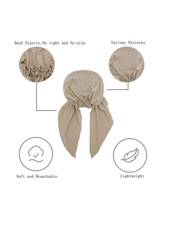 ZLYC Chemo Headwear Pre Tied Head Scarf Headwraps Lightweight Turban Beanie Cap for Women (Waffle Khaki) - Image 5