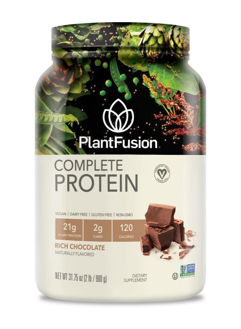 مسحوق البروتين النباتي الكامل PlantFusion، خالٍ من الجلوتين، نباتي، غير معدّل وراثيًا، قد تختلف العبوة، شوكولاتة، 2 رطل