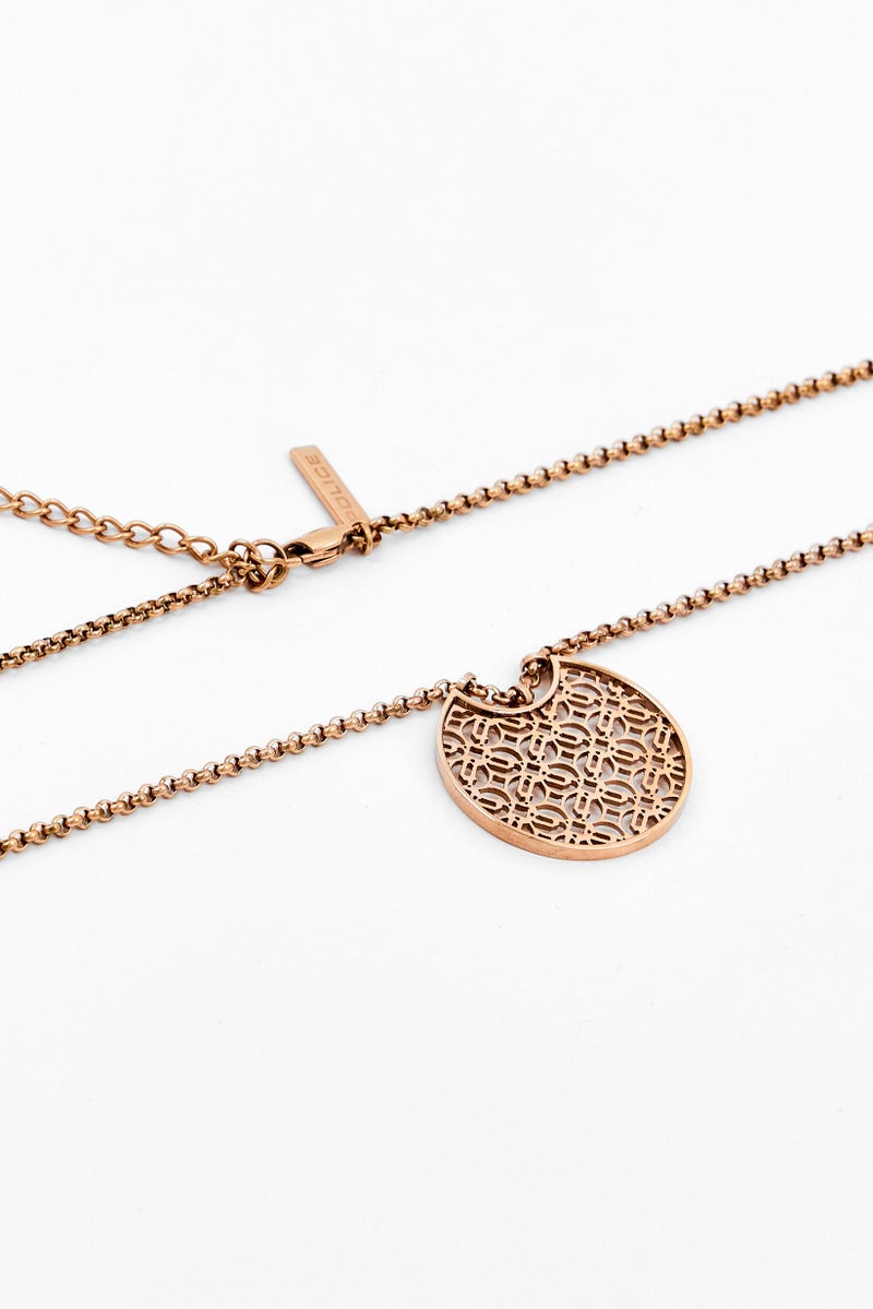 POLICE Women 2Pcs Stainless Steel Necklace And Bracelet Set, Rose Gold - Image 3