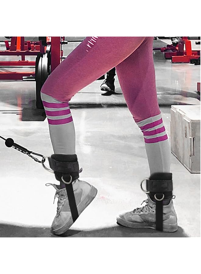 إيروريكس أحزمة كاحل رياضية لأجهزة الكابل، وأساور رياضية مبطنة للركلات الخلفية، وتمارين الأرداف، وتمديدات الساق، وعضلات خطف الورك للرجال والنساء، مع حلقة فولاذية مزدوجة على شكل حرف D، ودعامة قابلة للتعديل من النيوبرين. - Image 4