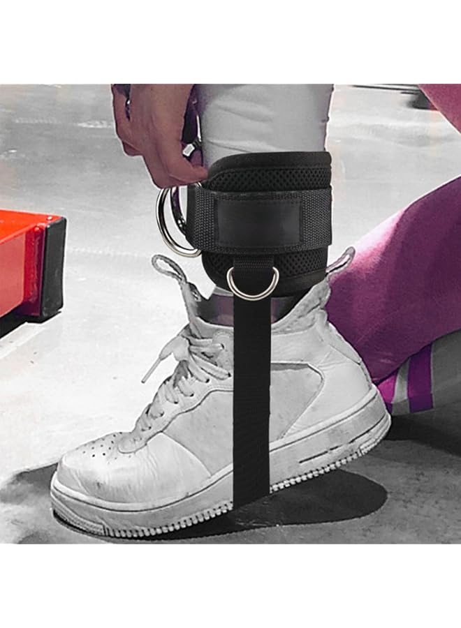 إيروريكس أحزمة كاحل رياضية لأجهزة الكابل، وأساور رياضية مبطنة للركلات الخلفية، وتمارين الأرداف، وتمديدات الساق، وعضلات خطف الورك للرجال والنساء، مع حلقة فولاذية مزدوجة على شكل حرف D، ودعامة قابلة للتعديل من النيوبرين. - Image 3