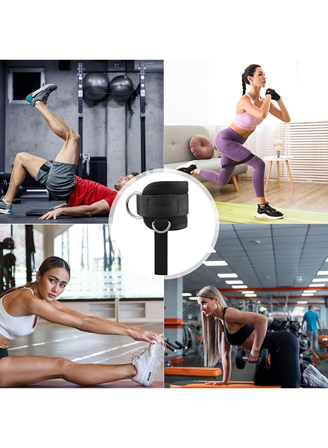 إيروريكس أحزمة كاحل رياضية لأجهزة الكابل، وأساور رياضية مبطنة للركلات الخلفية، وتمارين الأرداف، وتمديدات الساق، وعضلات خطف الورك للرجال والنساء، مع حلقة فولاذية مزدوجة على شكل حرف D، ودعامة قابلة للتعديل من النيوبرين. - Image 2