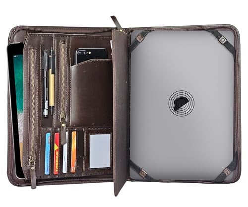 jaald Handmade Genuine Leather Business Portfolio by Jaald Professional Organizer Men Women Durable Leather Padfolio with Sleeves for documents Notepad Compatible with Ipad pro 129 - Image 1