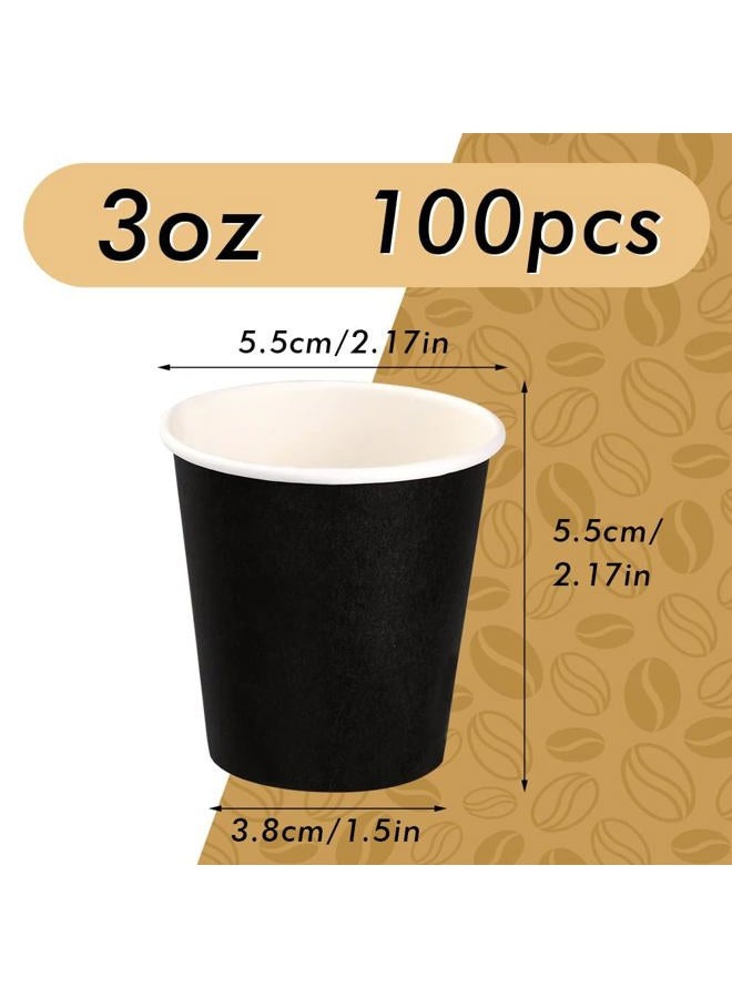 Wuadua 100 Packs 3oz Black Paper Cups, Disposable Mini Bathroom Paper Cups Espresso Paper Cups Hot Cups Perfect For Home Apartment Office Wedding Party Picnic Snack - Image 2