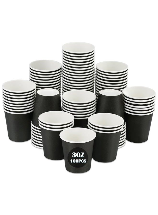 Wuadua 100 Packs 3oz Black Paper Cups, Disposable Mini Bathroom Paper Cups Espresso Paper Cups Hot Cups Perfect For Home Apartment Office Wedding Party Picnic Snack - Image 1
