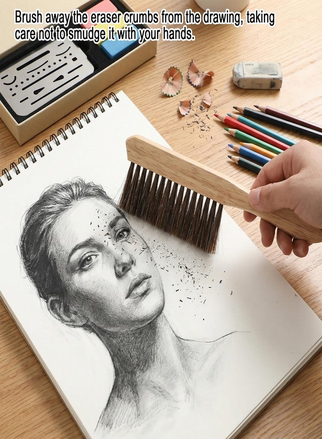 HaiFafafaing Drafting Brush, Soft Horse Hair Bristles, Wooden Handle Mini Drafting Brushes with Erasing Shield, Architecture and Drawing Cleaning Tools for Students and Professionals - Image 5
