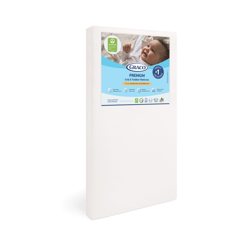GRACO Graco Premium Crib Toddler Mattress GREENGUARD Gold Certified CertiPURUS Certified Fits All Standard Crib Toddler Beds Waterproof Sleep Surface MachineWashable Outer Cover for Easy Care 