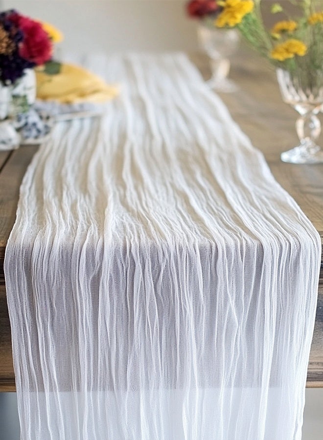 DUNISO Cheesecloth Table Runner, Gauze Tablecloth Boho Wedding Decor Rustic Wedding Decorations Vintage Table Centerpieces for Wedding Reception Bridal Shower Birthday, 35.4in*118.1in - Image 5