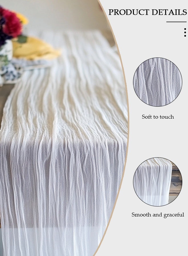 DUNISO Cheesecloth Table Runner, Gauze Tablecloth Boho Wedding Decor Rustic Wedding Decorations Vintage Table Centerpieces for Wedding Reception Bridal Shower Birthday, 35.4in*118.1in - Image 4