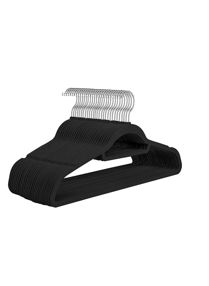 BLOOMING TIME 30 Pieces Anti-Slip Clothes Hanger Suit For Clothing Store Storage Home Clothes Hanging Magic Clothes Hangers Ultra Thin Space Saving Hook,Black