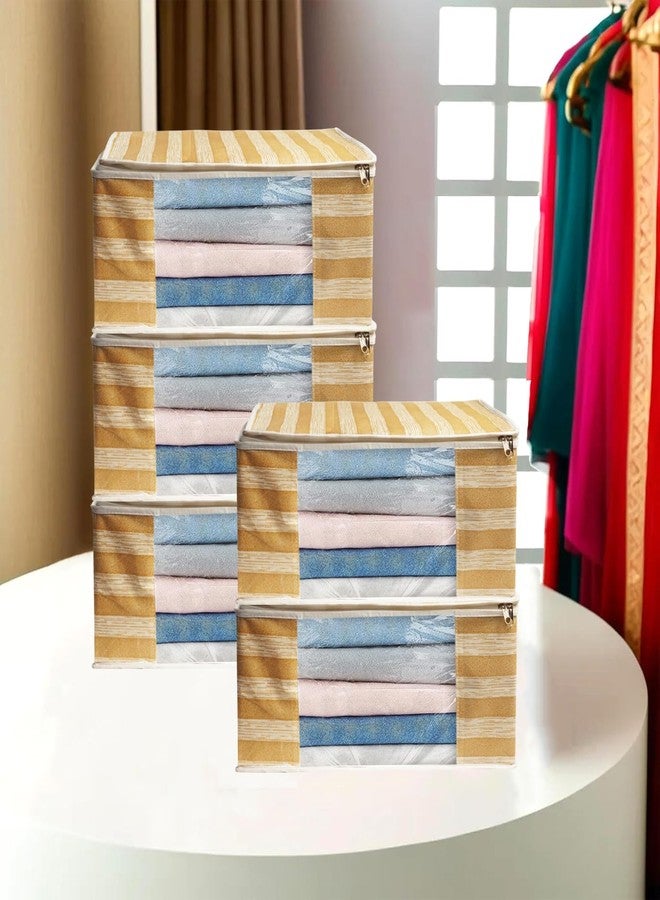 Shaping Fabric Saree Cover Set of 05 Non-Woven Fabric Clothes Organiser for Wardrobe with Transparent Window & Double Zip Clothes Storage Bag, Garment Cover SF_XL_SC_CC_XPID1598426731599471 - Image 1