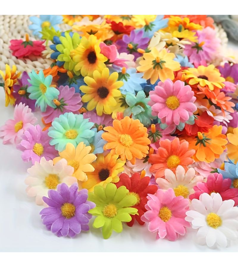 Mixed Color 50pcs Handcrafted Imitation Daisy Artificial Flowers for Wedding Decorations Home Decor - Image 1