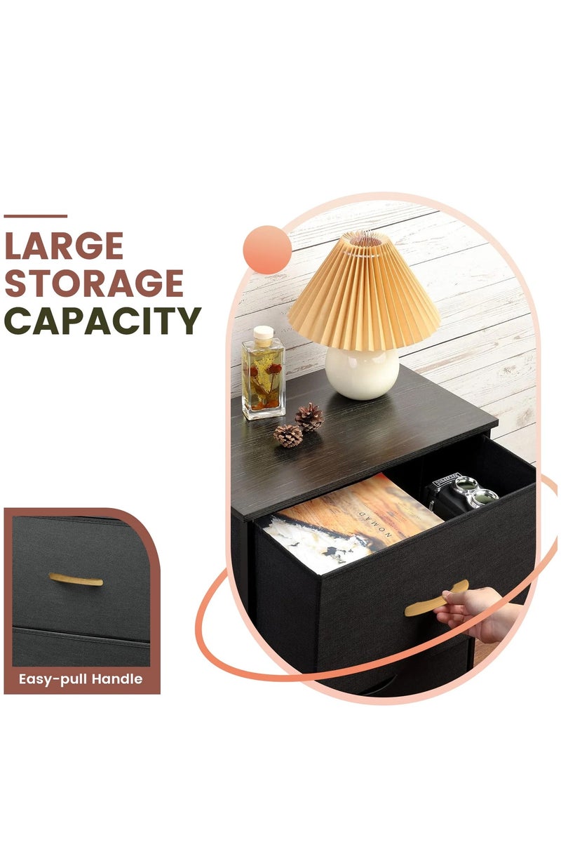 شو وو خزانة أدراج بثلاث طبقات، منظم تخزين من قماش غير منسوج، خزانة بجانب السرير، طاولة جانبية معدنية، طاولة قهوة، طاولة جانبية، صندوق قماش قابل للإزالة، رف تخزين بدرجين للمنزل والمكتب - Image 2