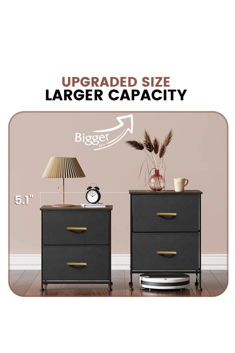 شو وو خزانة أدراج بثلاث طبقات، منظم تخزين من قماش غير منسوج، خزانة بجانب السرير، طاولة جانبية معدنية، طاولة قهوة، طاولة جانبية، صندوق قماش قابل للإزالة، رف تخزين بدرجين للمنزل والمكتب - Image 5