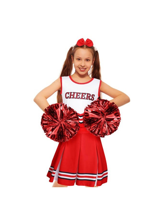 Unittype 4 Pieces Girls Cheerleader Costumes Outfit Cheer Uniform Halloween Dress for Party Birthday (Red, 9-10 Y) - Image 4