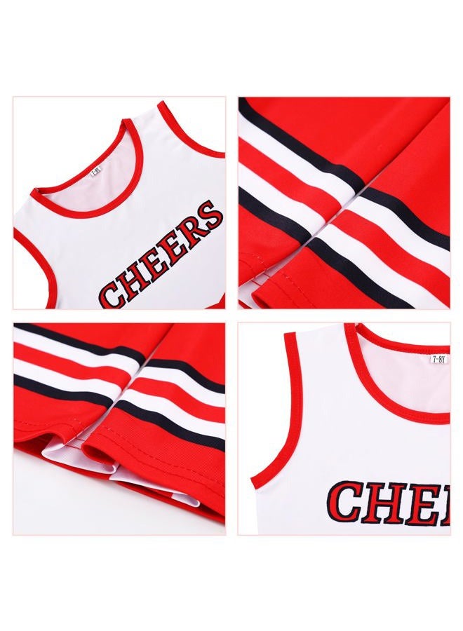 Unittype 4 Pieces Girls Cheerleader Costumes Outfit Cheer Uniform Halloween Dress for Party Birthday (Red, 9-10 Y) - Image 5