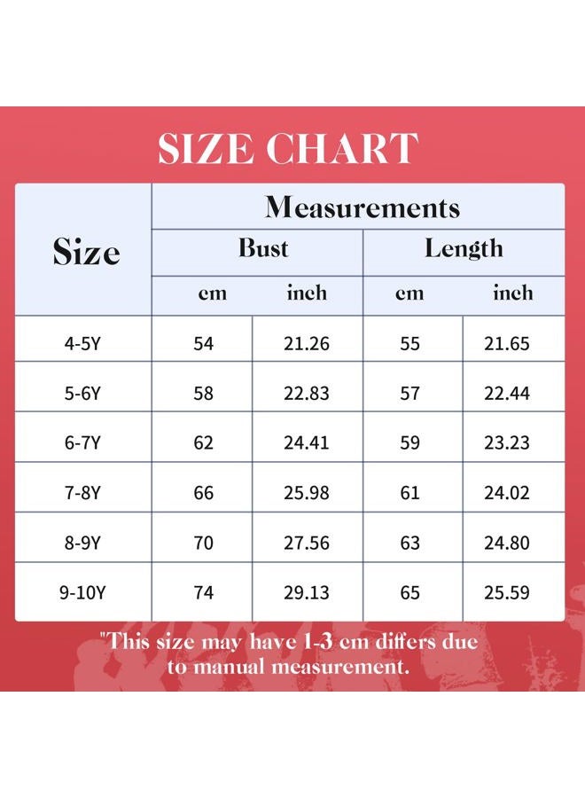 Unittype 4 Pieces Girls Cheerleader Costumes Outfit Cheer Uniform Halloween Dress for Party Birthday (Red, 9-10 Y) - Image 3