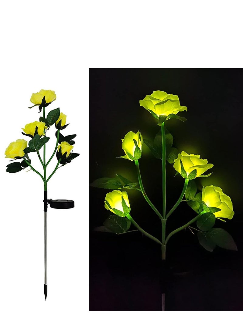 Gerenic Solar Rose Light, 5 Heads Waterproof Solar Powered Flower Lights, Rose Light for Garden Patio and more - Image 2