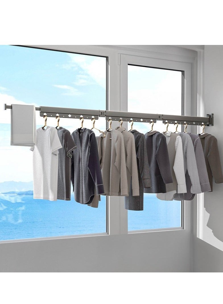 Beauenty Balcony Clothes Drying Rack, Folding Drying Telescopic Indoor Clothes Drying Artifact, Hidden Clothes Drying Rack, Bathroom Clothes Drying Rod, No Punching, Super Load-Bearing Capacity  - Image 2