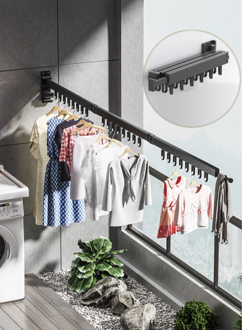 Beauenty Balcony Clothes Drying Rack, Folding Drying Telescopic Indoor Clothes Drying Artifact, Hidden Clothes Drying Rack, Bathroom Clothes Drying Rod, No Punching, Super Load-Bearing Capacity  - Image 3