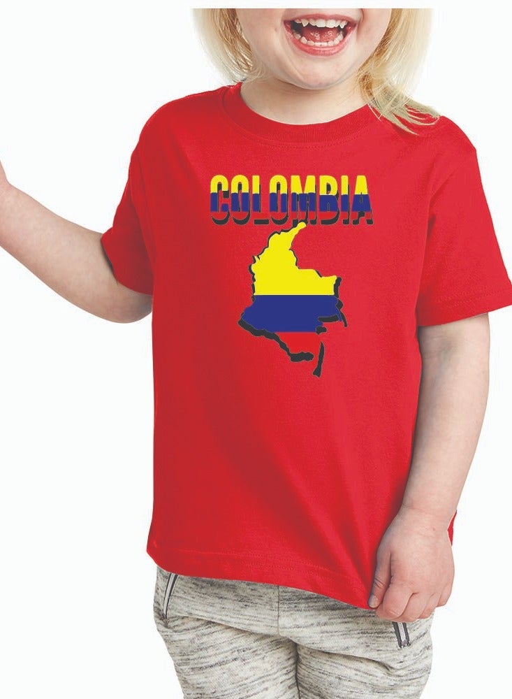 Colombia Kids Girls Tshirt - Round Neck Short Sleeve Cotton T-Shirt - Perfect for Young Colombian Explorer - Great Gift for Travelers  - Image 1