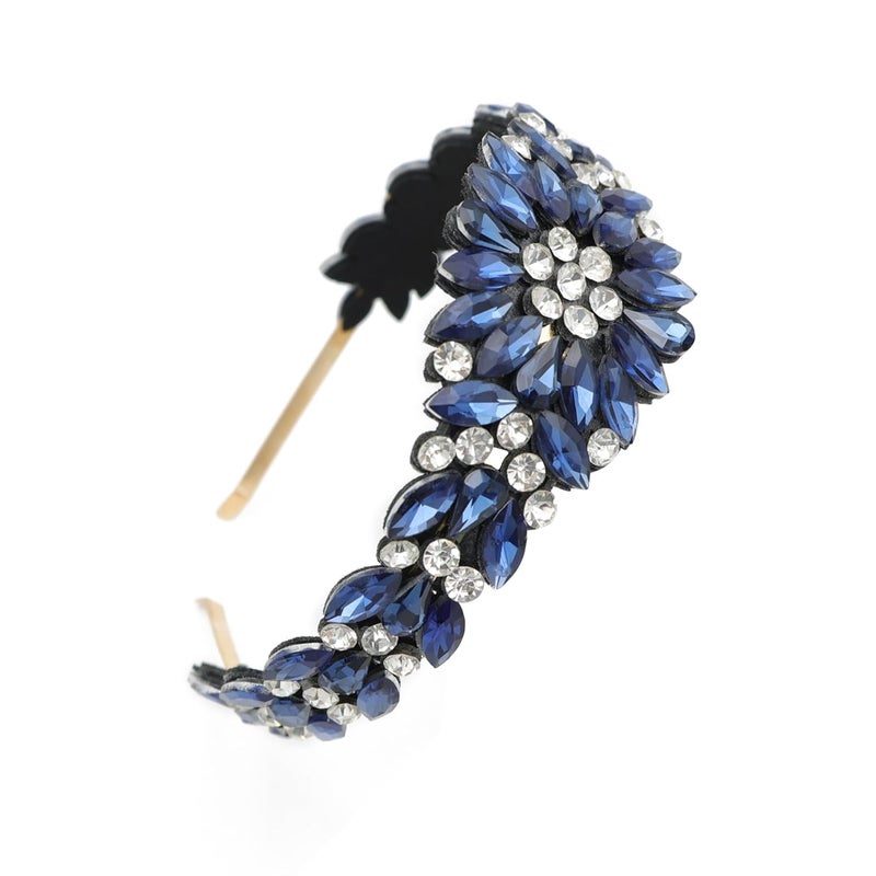 NNR Headband Crystal Rhinestone Band Headband Accessories for Girls Dressy Head Band Fashion Headpieces Full Hair Hoop Wedding for Women (Blue, Shiny stone hair band) - Image 1