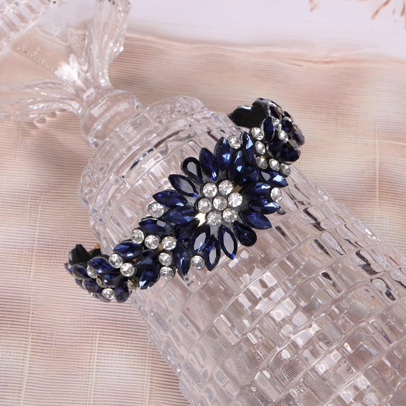 NNR Headband Crystal Rhinestone Band Headband Accessories for Girls Dressy Head Band Fashion Headpieces Full Hair Hoop Wedding for Women (Blue, Shiny stone hair band) - Image 4