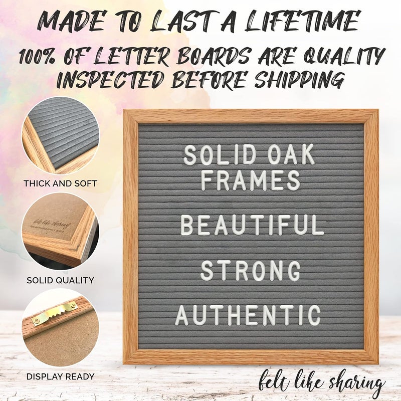 Felt Like Sharing Light Seafoam Green Felt Letter Board, 10"x10" Changeable Letter Board + 300 White Plastic Letters, Warm Oak Frame Wooden Letter Board w/Sawtooth Wall Hanger & Drawstring Pouch w/Letterboard Letters - Image 5