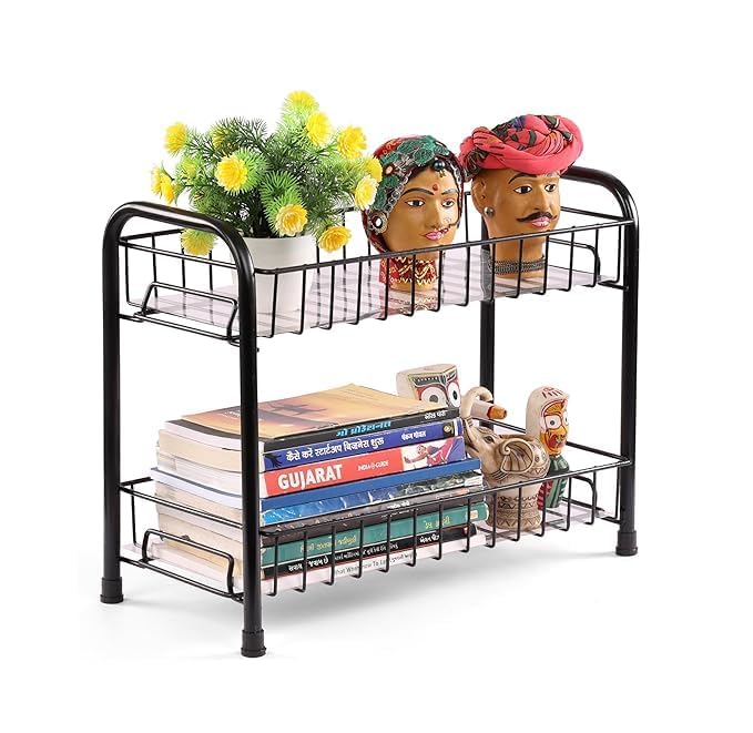 Cri8Hub Heavy Metal 2-Tier Standing Spice Rack-,Bathroom Floor Standing-Tabletop Storage-Shelf Organizer,Kitchen Organizer,Cabinet Tray for Dresser,Multipurpose Stand,(2 Tier Standing Rack) - Image 2