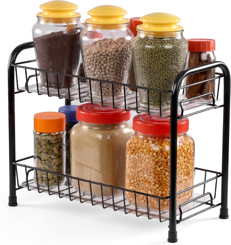 Cri8Hub Heavy Metal 2-Tier Standing Spice Rack-,Bathroom Floor Standing-Tabletop Storage-Shelf Organizer,Kitchen Organizer,Cabinet Tray for Dresser,Multipurpose Stand,(2 Tier Standing Rack) - Image 3