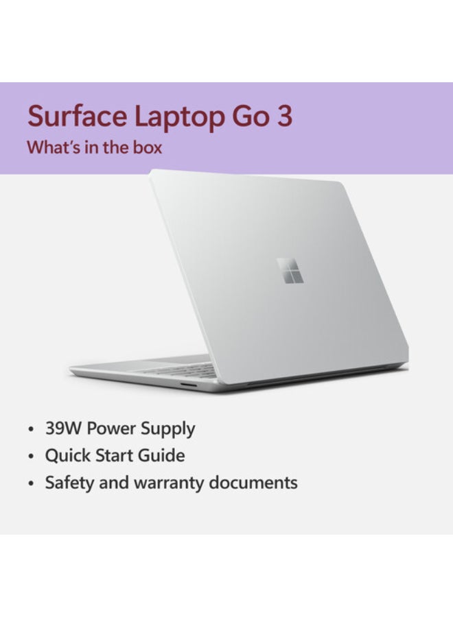 Microsoft Surface Laptop Go 3 Business Laptop With 12.4-Inch Touchscreen Display, Intel Core i5-1235U Processor/8GB RAM/128GB/Intel Iris XE Graphics/Windows 11 Pro English/Arabic Platinum - Image 3