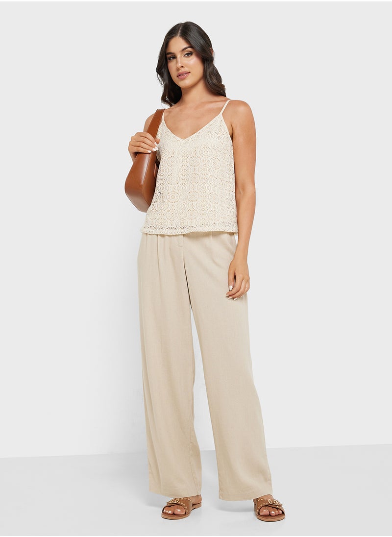VERO MODA - Wide Leg Linen 32" Pants - Image 1