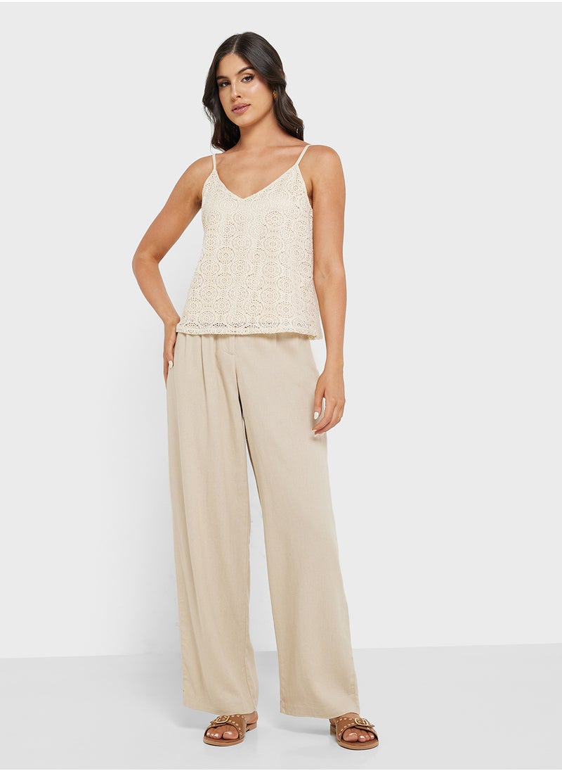 VERO MODA - Wide Leg Linen 32" Pants - Image 1
