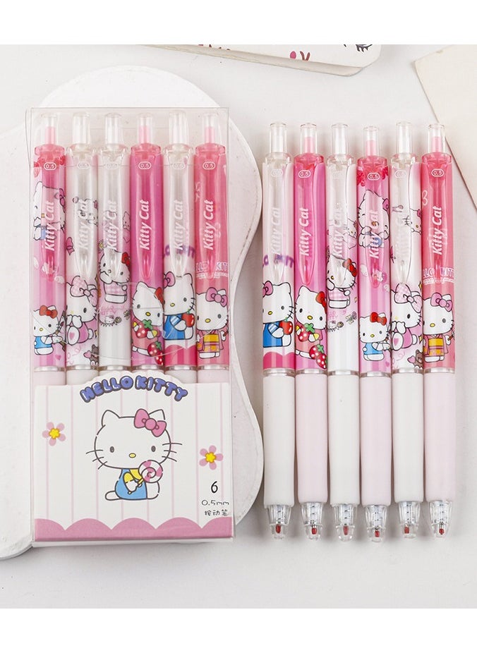 Sanrio Set of 6 Sanrio Hello Kitty 0.5mm Press Sign Pens,  Girls and Boys Student Anime Gel  Pen  - Image 1