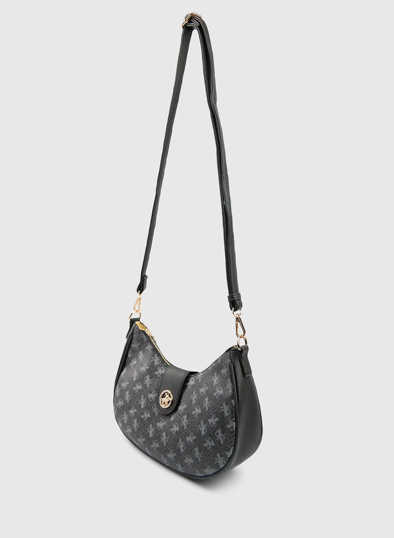 BEVERLY HILLS POLO CLUB Logo Patterned Shoulder Bag