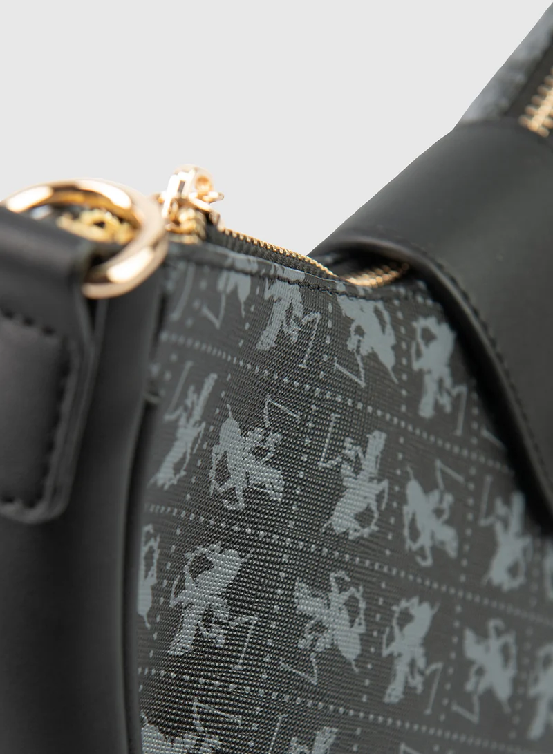 BEVERLY HILLS POLO CLUB Logo Patterned Shoulder Bag