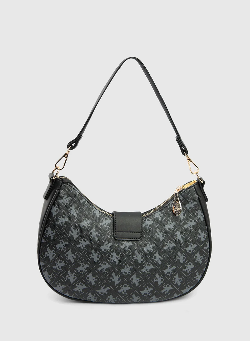 BEVERLY HILLS POLO CLUB Logo Patterned Shoulder Bag