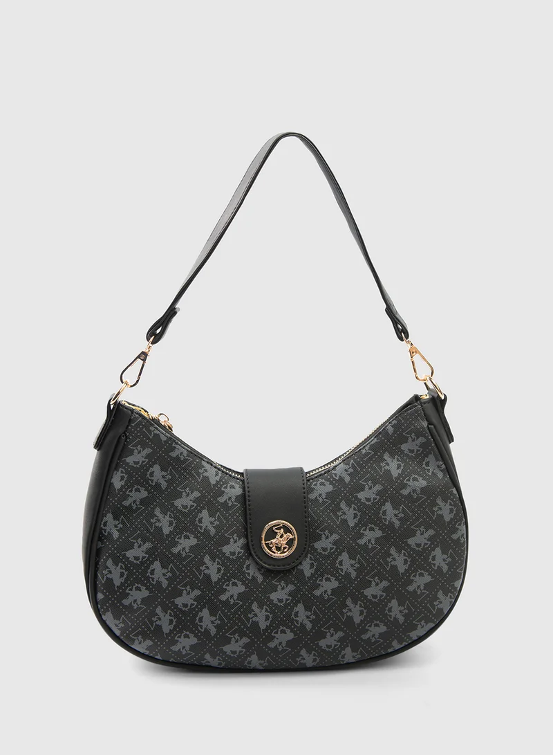 BEVERLY HILLS POLO CLUB Logo Patterned Shoulder Bag
