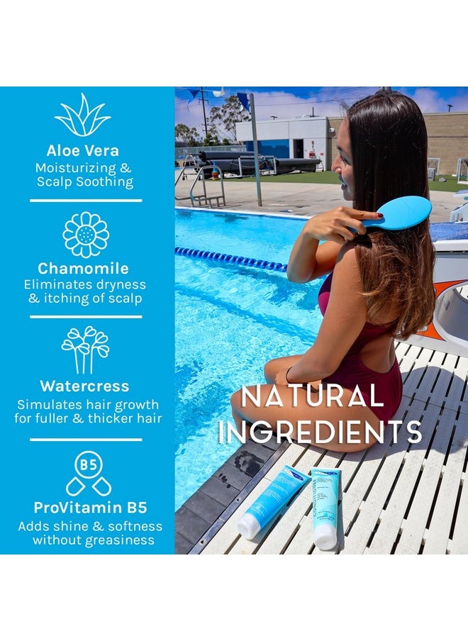 Triswim TRISWIM Hair Care Gift Set | Chlorine Shampoo and Conditioner for Swimmers, 8.5 fl oz | Paraben-Free with Aloe Vera and Chamomile | Restores Chlorine-Damaged Hair | Includes Body wash & Lotion Samples  - Image 3