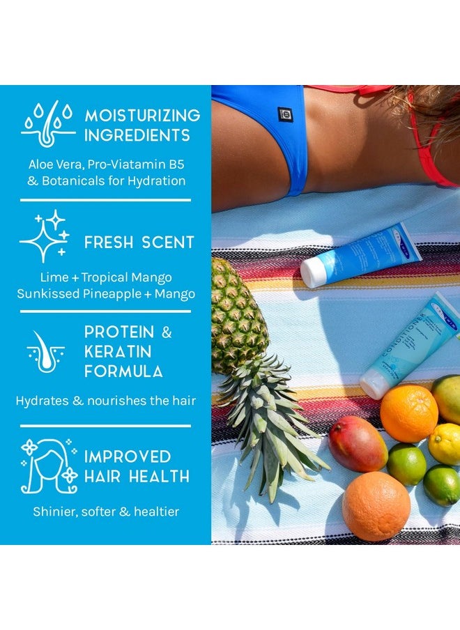 Triswim TRISWIM Hair Care Gift Set | Chlorine Shampoo and Conditioner for Swimmers, 8.5 fl oz | Paraben-Free with Aloe Vera and Chamomile | Restores Chlorine-Damaged Hair | Includes Body wash & Lotion Samples  - Image 2