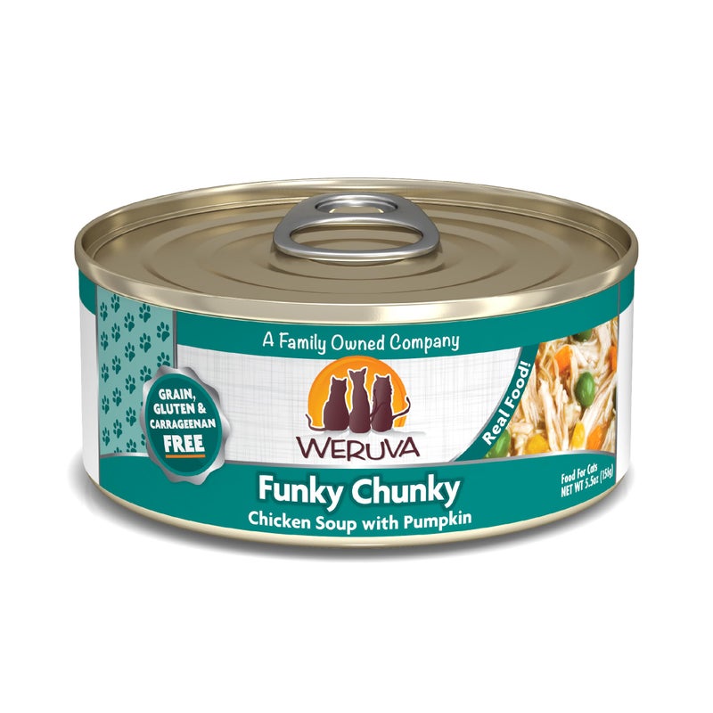 Weruva Classic Cat Food, Funky Chunky Chicken Soup with Pumpkin in Chicken Soup, 5.5oz Can (Pack of 24) - Image 1